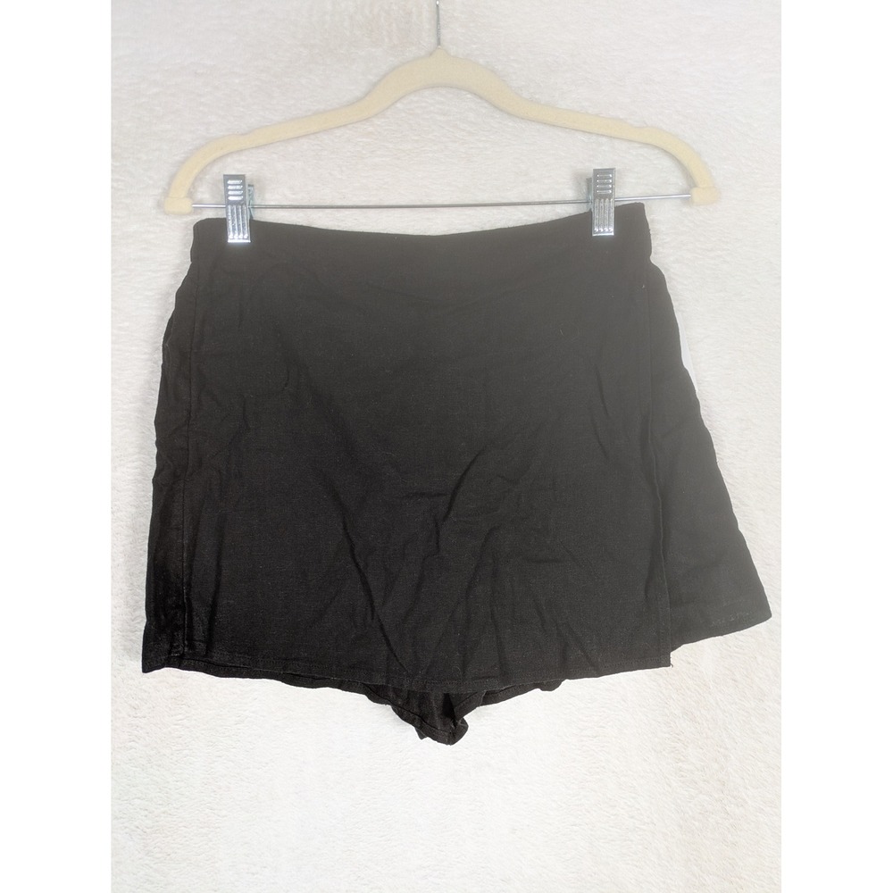 NEW Old Navy Skort Women's XS Black Linen Blend Wrap Front Mini